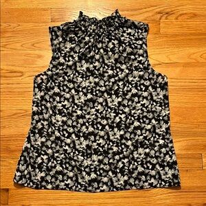 Donna Karen sleeveless blouse- black/grey/white- size 14